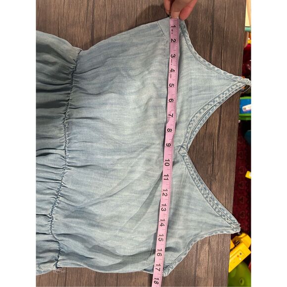 Rails Blue Chambray High Neckline Cinched Waist Romper Size XS Coastal Beachy - Picture 6 of 7